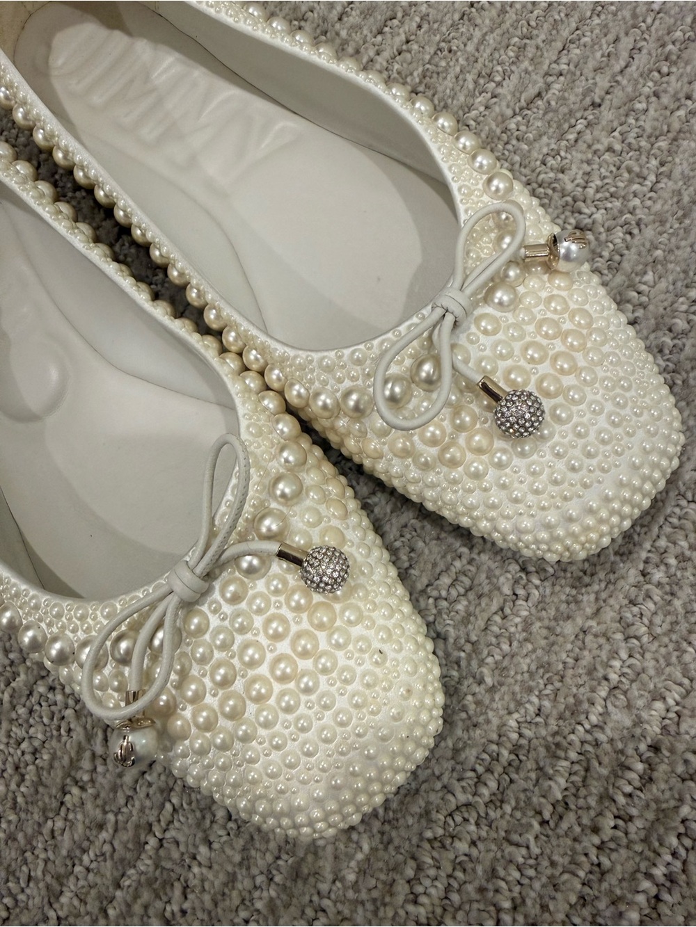 Jimmy Choo Pearl-Embellished Women’s Ballet Flats - Ivory - Picture 3 of 5